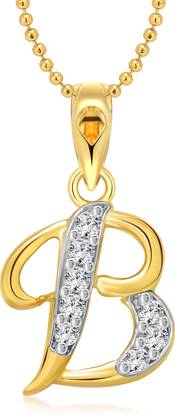 VIGHNAHARTA "B" Letter Gold-plated Cubic Zirconia Alloy Pendant