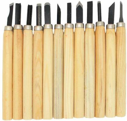 R H lifestyle Wood Carving Tools (Set of 12 pcs) for Professionals, Carpenters and hobbyists for Basic Carving as Well as Detailing Combination Chisel Set