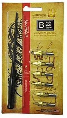 Speedball Lettering Drawing Round Pen Nibs B Style ,Multi,set of 6
