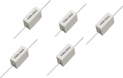 Technical hut 5 Pieces 0.22 Ohm 5 W 5 Percent Tolerance Wire Wound Ceramic Cement Resistor Electronic Components Electronic Hobby Kit