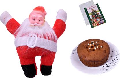 MANTOUSS Christmas Cake Gift(200gms)/ Christmas Plum Cake Gift/Christmas Gift for Kids-Santa Clause + Christmas Greeting Card Cotton, Plastic, Paper Gift Box