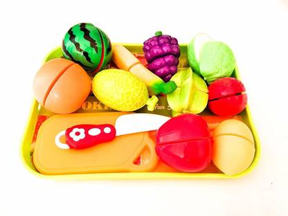 AS TRADERS Realistic Sliceable Vegetables | Fruits Cutting Play Toy Set