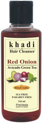 KHADI Organic Red Onion Avocado & Green Tea Shampoo Herbal Anti Hair Fall Natural Shampoo/Cleanser Sls & Paraben Free