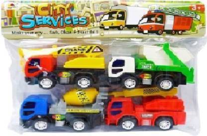 Sanchi Creation City Service Construction Vehicle Team Set for Kids  (Multicolor)