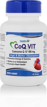 HealthVit High Absorption CoQ vit Coenzyme Q-10 - 400 mg 60 Capsules