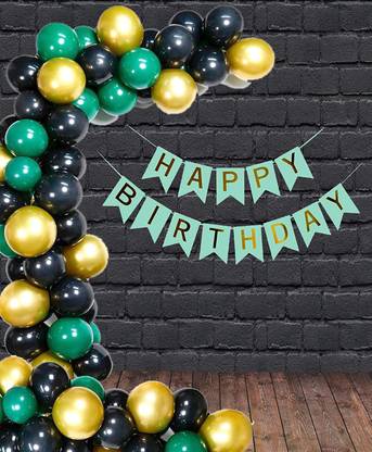 Prihit Green Black and Golden Birthday Toy Balloons Combo for Kids Birthday Decoration