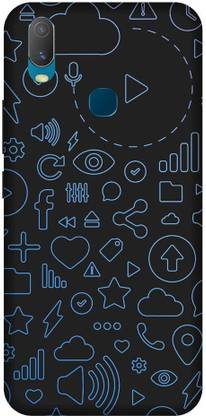 URCHIN Back Cover for Vivo Y17 facebook,cross,plus,minus,abstract,dark,star,heart,whatsapp,twitter,instagram