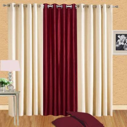 HHH FAB 213.36 cm (7 ft) Polyester Semi Transparent Door Curtain (Pack Of 3)