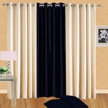 Styletex 152 cm (5 ft) Window Polyester Semi Transparent Curtain (Pack Of 3)