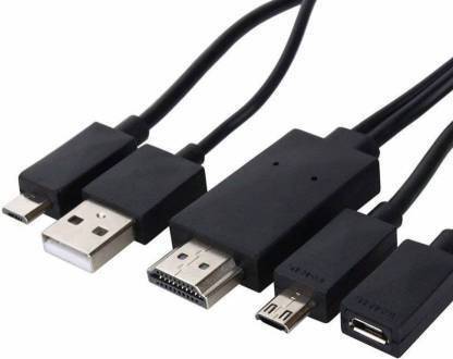 Pradarshan MHL Cable 2 m MHL Adapter Micro USB to HDMI MHL Cable HDTV Adapter for MHL-Enabled Smartphones 2 m HDMI Cable (Compatible with HDTV SET UP BOX, Black)