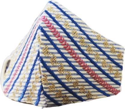 Masud Creation Striped Design Embroidered Face Mask Cloth Mask
