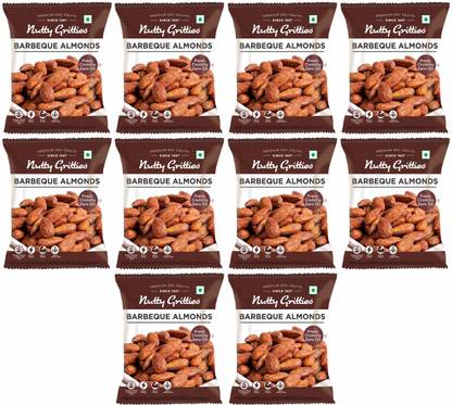 Nutty Gritties Barbeque Almonds (Pack of 10-21g Each) Almonds