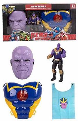 VARNA Hero Attack Set Game Contains a Thanos Super Villain Doll with mask and Chest Armor for Children Ages 3 and up