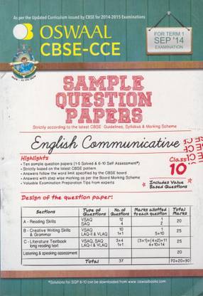 Oswaal Cbse Cce Sample Question Papers for Class 10  - Sample Question Papers 1st Edition