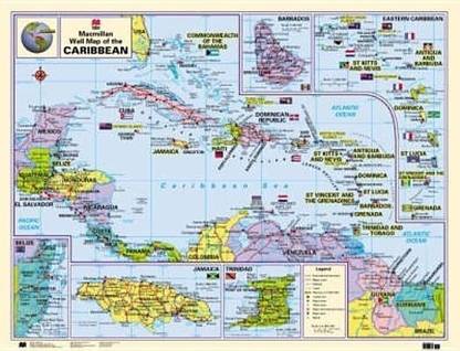 Caribbean Wall Map Paper Edition