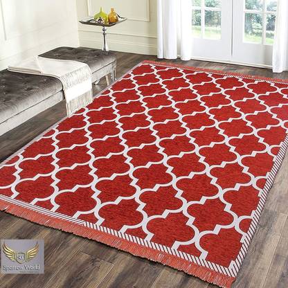 Sparrow world Red Chenille Area Rug