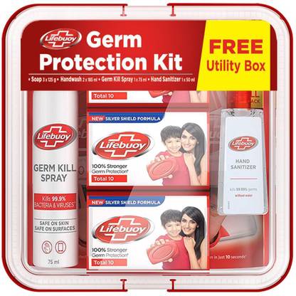 LIFEBUOY Germ Protection Kit, Contains Soap, Handwash, Sanitizer & Germ Kill Spray