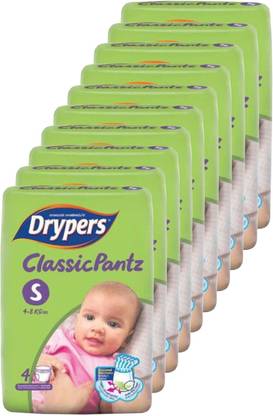 drypers Classic Pantz Small Sized Diapers,Pack of 10, 4 Counts Each (40 Counts) - S