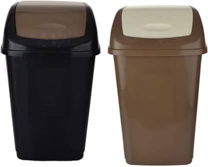 Randal New Modern Swing Brown Dustbin ( 25 L ) - Black / Brown ( 2 pcs ) Plastic Dustbin