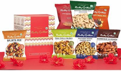 Nutty Gritties On The Go A Pack of 7 Flavored Dry Fruits Combo