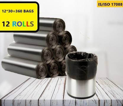 daily deals pack of 12 BLACK garbage bag 17*21 total 360 bags Medium 19 L Garbage Bag  Pack Of 360