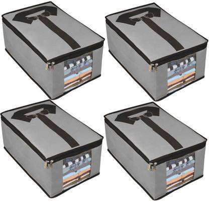 SH NASIMA MANUFACTURER 12345 SH NASIMA 4 T Shirt Covers for wardrobe Storage Organizers, Shirts Organizer and Clothing Box For Closet Clothes, Non - Woven STC1015_GREY4 17580
