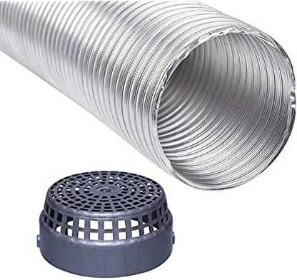SK 4 INCH 2 FEET Chimney Exhaust Pipe (Flexible Aluminium/Heavy Duty Duct Pipe Upto 2 Feet) with cowl cover included Hose Pipe