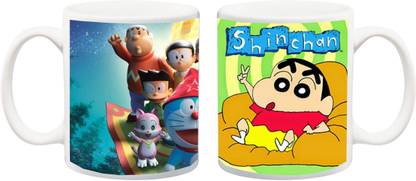 Stylotrendz Combo of all cartoons shinchan motu patlu and doraemon birthday special gift for kids boys girls Ceramic Coffee Mug