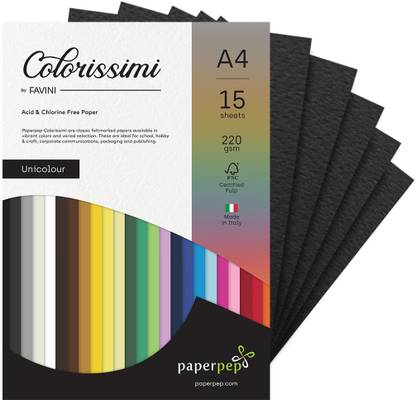 Paper Pep Colorissimi Card Stock 220GSM Unruled A4 220 gsm Craft paper