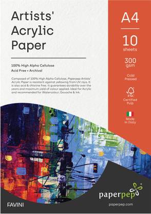 Paper Pep Artists' Acrylic Paint Paper Unruled A4 300 gsm Acrylic Paper