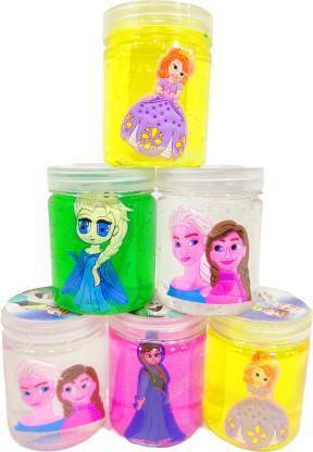 JD TOYS Soft and Non-Sticky Slime with Frozen Character Inside ( pack of 6 pcs ) Multicolor Putty Toy Multicolor Putty Toy