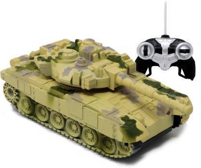 Madari Toys SPECIAL FORCES T-90 REMOTE CONTROLLED RECHARGEABLE ARMY BATTLE TANK TOY FOR KIDS WITH 360° ROTATING TURRET, 4 WAY FUNCTION, LIGHTS & SOUND (BEIGE)