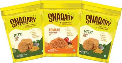 snaqary Methi Bajara puri,Tomato Multigrain sev,Methi Bajara puri