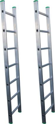 AGUERRI Single 7 Step / Feet Aluminium Wall Support Straight Ladder Set 2 ( Silver ) Aluminium Ladder