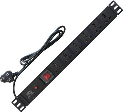 MX 6 Outlets Spike Protector of 10 Amp with 1 Switch and 1 Overload Circuit Breaker Wall / Rack Mount & 360 Degree Rotatable Bracket 6  Socket Extension Boards
