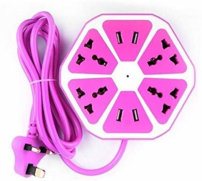 Multi Switch Extension Socket 4USB Hexagon Electrical Outlet 1.7m 2500W US/EU/UK 