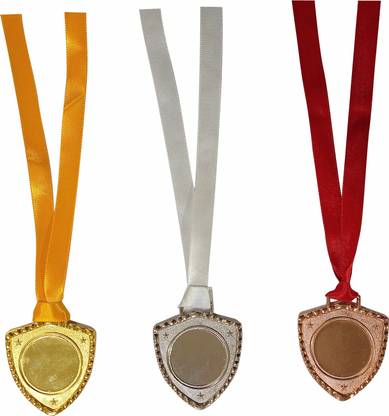 DELTA (Pack of 15) Gold, Silver, Bronze Award Medals with Ribbon - (2.5 inch)Shiled Medal, Metal Olympic Style for Sports, Competitions, Spelling Bees Medals With Ribbon Medal