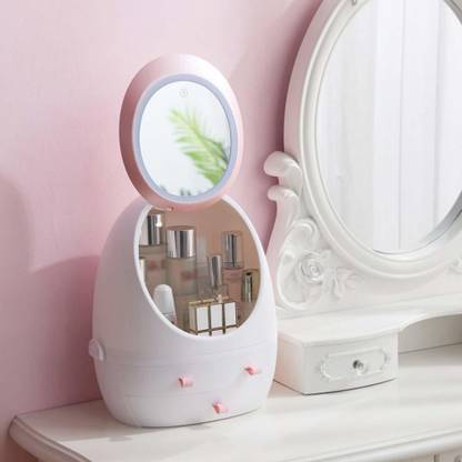 HUEX Makeup Organizer,Modern Jewelry and Cosmetic Storage Display Boxes with Led Lighted Mirror,Cosmetic Storage for Bathroom, Dresser, Vanity and Countertop [Multi] led cosmetic mirror Vanity Box