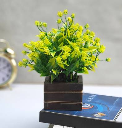 Litleo Great For Home Or Office Decoration or birthday Gift, Table Top Bonsai Artificial Plant with wooden Pot Bonsai Artificial Plant  with Pot