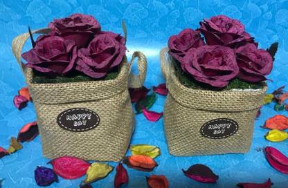 Nimkar's Set of 2 Artificial Roses Bunch/Hanging Flower Bunch/Side Corners Centerpieces Home Décor/ For Decoration & Gift Purpose Multicolor Rose Artificial Flower  with Pot