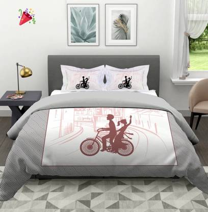 GAUTAM BROTHER Cotton Double Flat 450 TC Printed Bedsheet