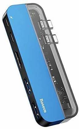 Baseus Transparent Series Dual Type-C Multifunctional HUB Adapter Type-C to 2Type-C + 2USB3.0 + 4K HD USB HUB