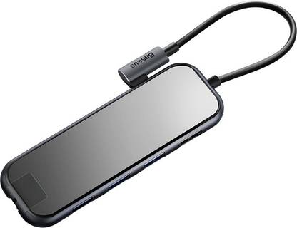 Baseus HUB Compatible With MacBook/iPad/Dell/HP/Lenovo Type-C Laptop Multi-Functional Hub (Type-C to 3X USB 3.0 +HD4K +RJ45 +PD) (Dark Grey) USB Type-C HUB