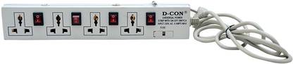 Dcon Power Strip with 4 International Sockets and 4 Rocker Switch| 6Amp 240V 4  Socket Extension Boards