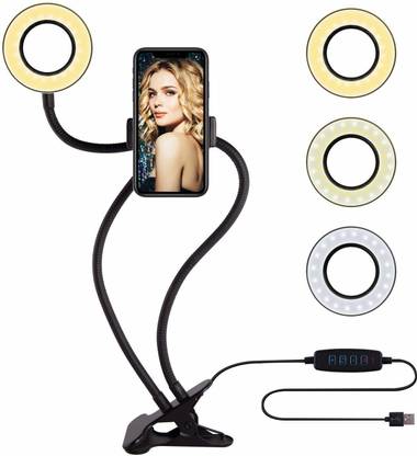 GEW Professional Metal Flexible Mobile Stand With 4"Inch Ring Light & 2 360* Rotator Ring Flash