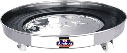 Apeiron Stainless Steel Gas Cylinder Trolley with Wheels with Rubber Protection Gas Cylinder Trolley