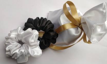 IBDA Vintage Match Combo of Draw String Bag with Classic Scrunchies , Free Size , Handmade, Hair Accessories. Rubber Band