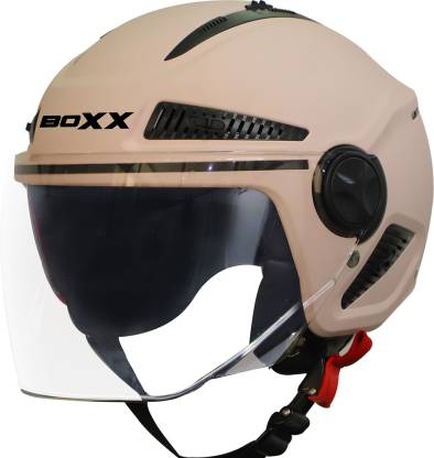 Steelbird Boxx Open Face Helmet, ISI Certified Helmet in Matt Light Pink with Clear Visor Motorbike Helmet