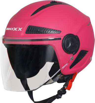 Steelbird Boxx Open Face Helmet, ISI Certified Helmet in Matt Magenta with Clear Visor Motorbike Helmet