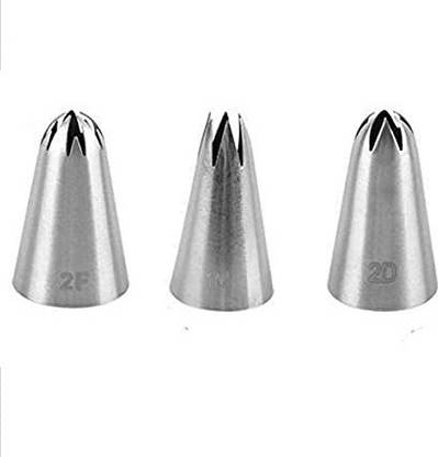 Perfect Pricee 3Pcs Set 2F 2D 1M Cake Icing Nozzles Stainless Steel, Cake Decorating Tool Stainless Steel Quick Flower Icing Nozzle